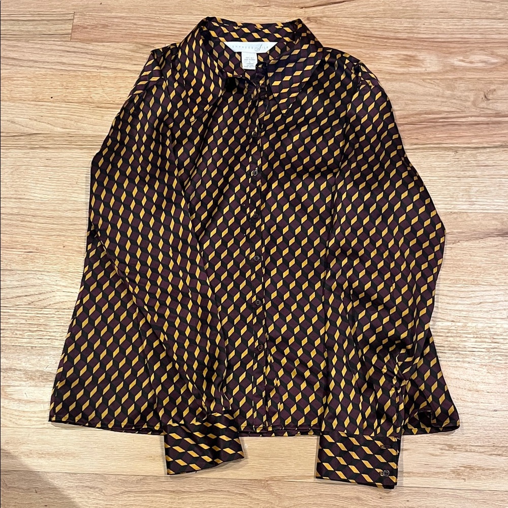 Vintage, Stylish Burgundy, Black and Gold Women's Top